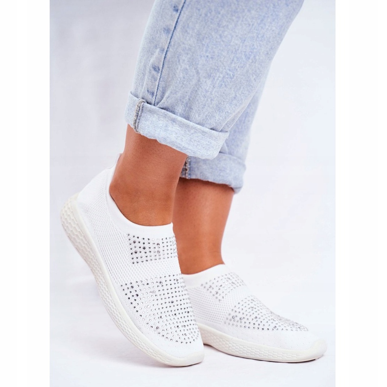 PS1 Scarpe Sportive Slip-On da Donna Bianche con Sidonim Cubic Zirconia bianco 1
