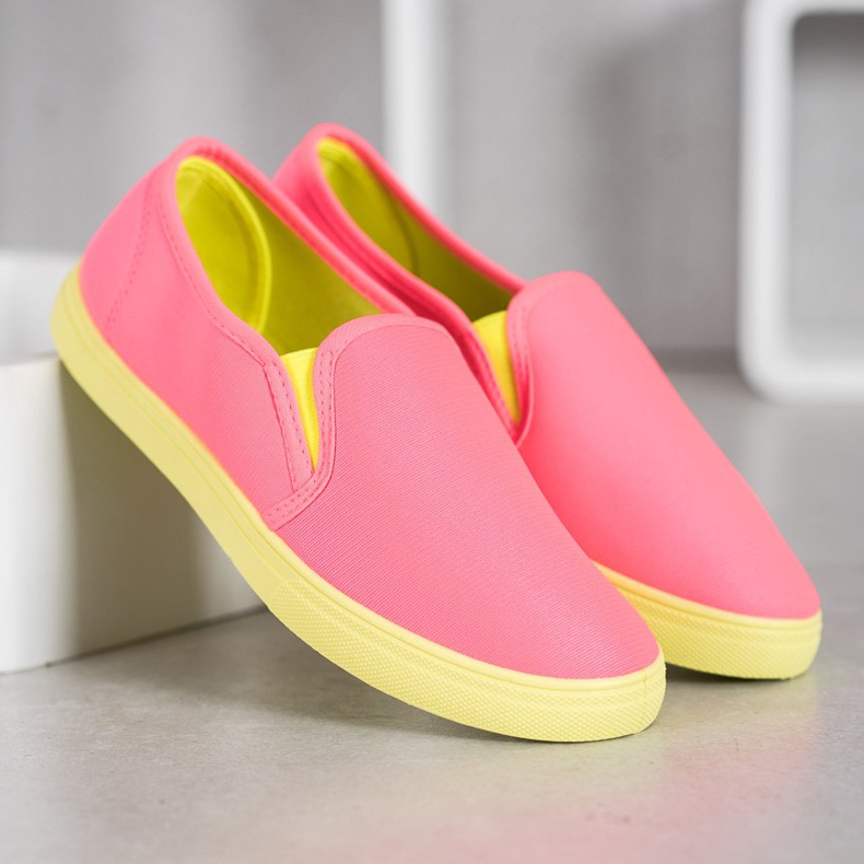 Bona Slip On Con Suola Neon rosa 2