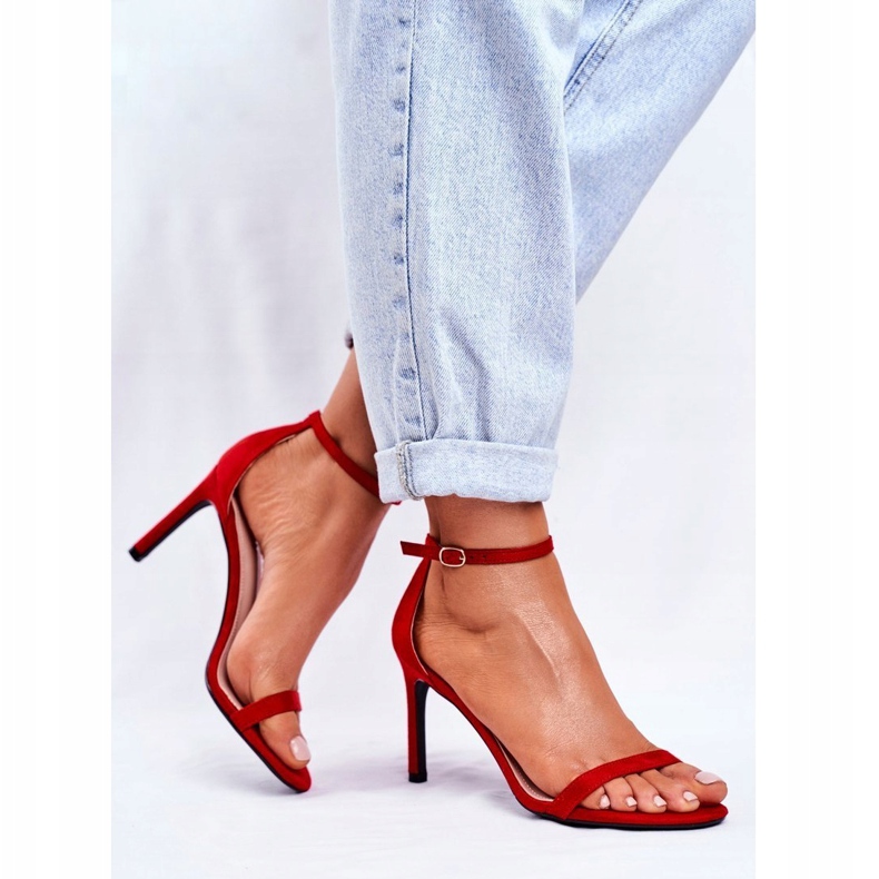 PS1 Sandali Donna Con Tacco Classico Rosso Basiliano 1