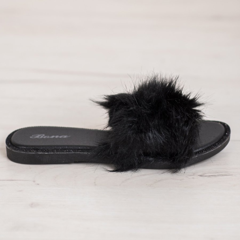 Bona Pantofole Alla Moda Con Pelliccia nero 2