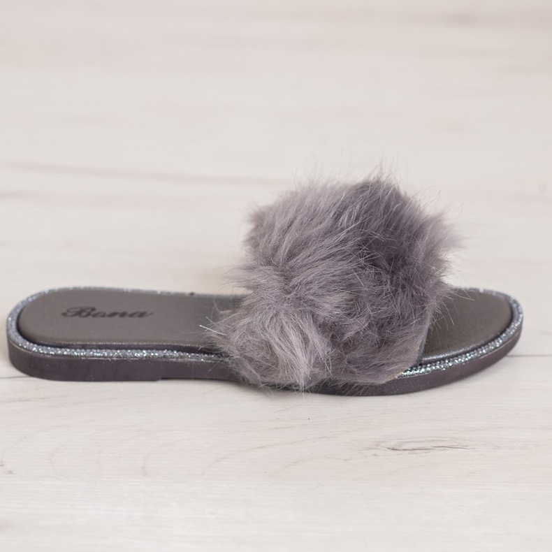Bona Pantofole Alla Moda Con Pelliccia grigio 1