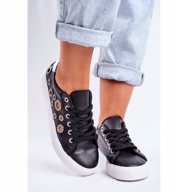 PS1 Sneakers Donna Con Fori e Cubic Zirconia Nere Roxas nero grigio 2