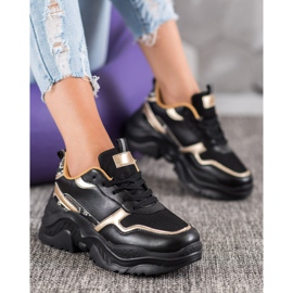 SHELOVET Sneakers Nere Con Inserti Dorati nero giallo 1