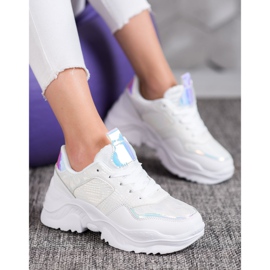 SHELOVET Sneakers in ecopelle bianca grigio 2