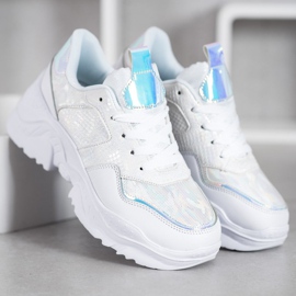 SHELOVET Sneakers in ecopelle bianca grigio 1