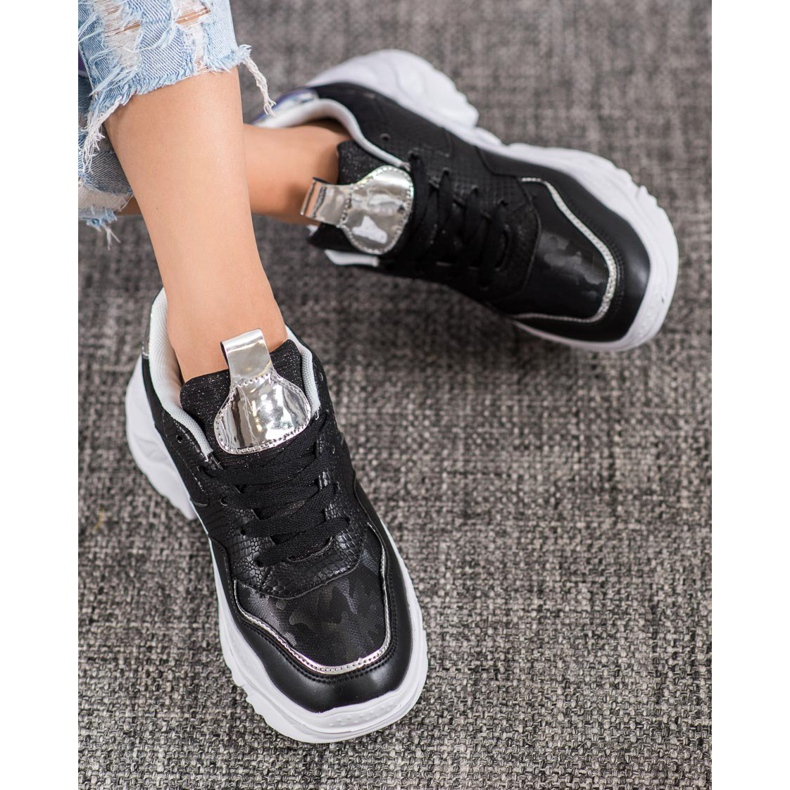 SHELOVET Sneakers in ecopelle nero grigio 1