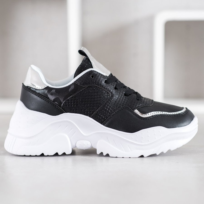 SHELOVET Sneakers in ecopelle nero grigio 2