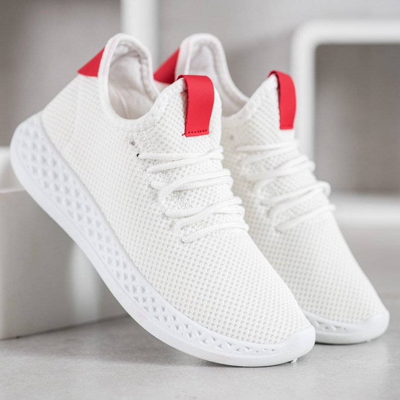 SHELOVET Comode scarpe traforate bianca rosso 2