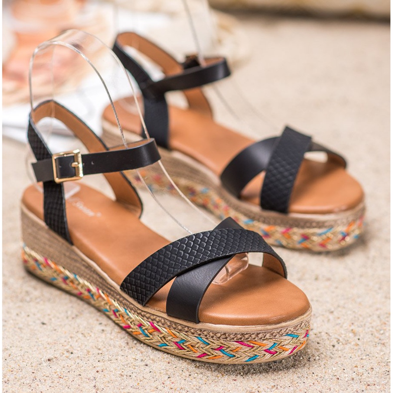 Small Swan Sandali alla moda con ecopelle nero 2