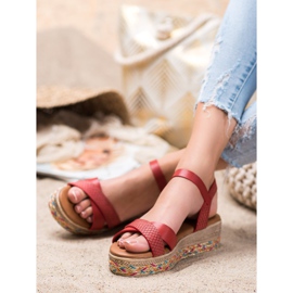 Small Swan Sandali alla moda con ecopelle rosso 1