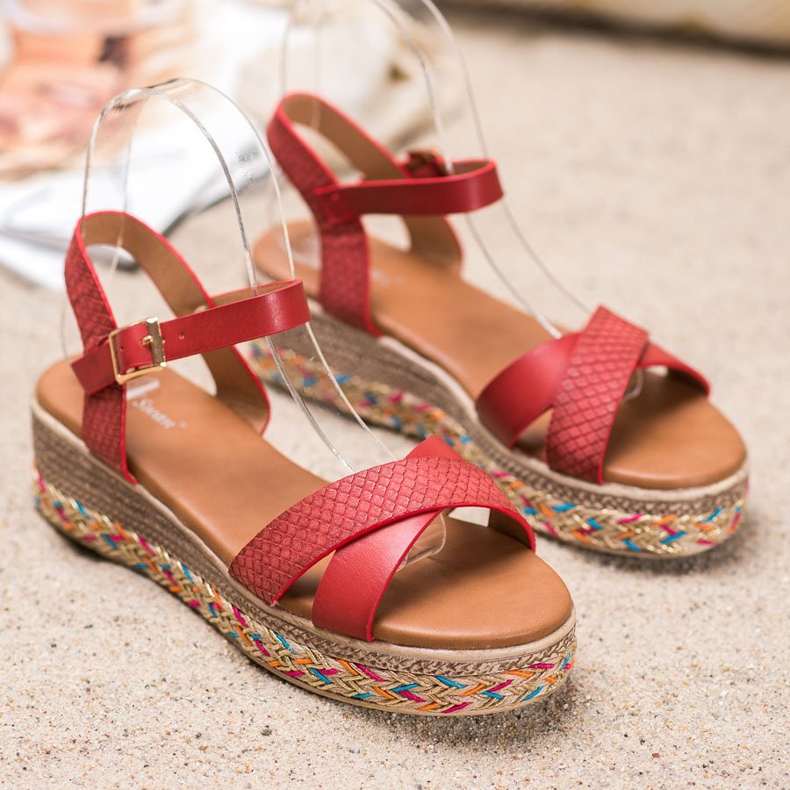 Small Swan Sandali alla moda con ecopelle rosso 2