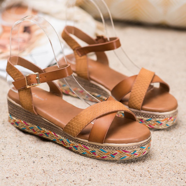 Small Swan Sandali alla moda con ecopelle marrone 2