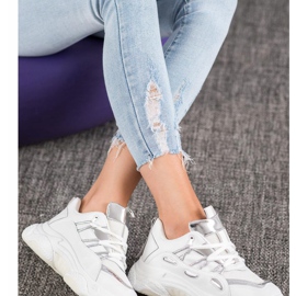 SHELOVET Sneakers in ecopelle bianche bianco grigio 1