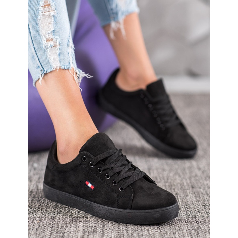 SHELOVET Scarpe sportive in pelle scamosciata nero 1