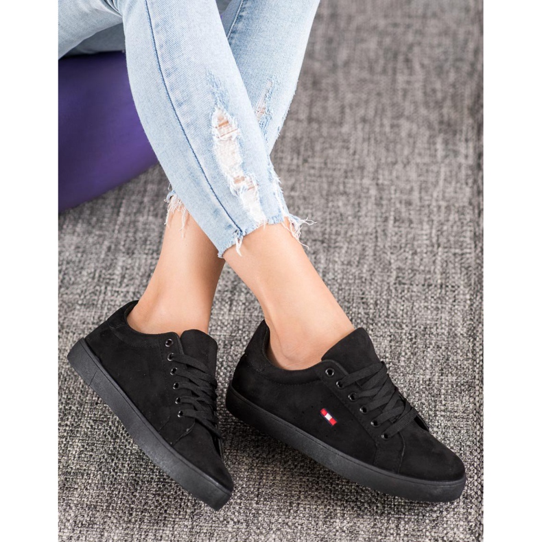 SHELOVET Scarpe sportive in pelle scamosciata nero 2