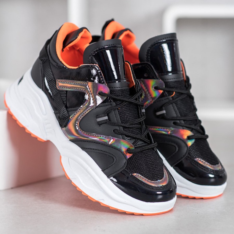 Weide Scarpe da ginnastica alla moda nero arancia 1