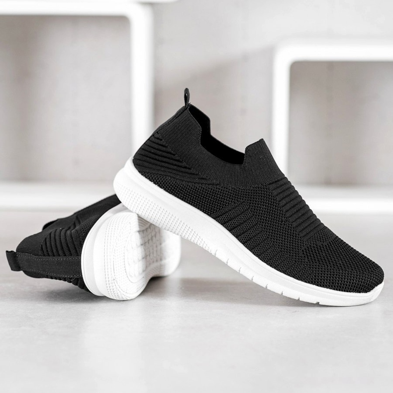 SHELOVET Scarpe Slip-On in tessuto nero 1