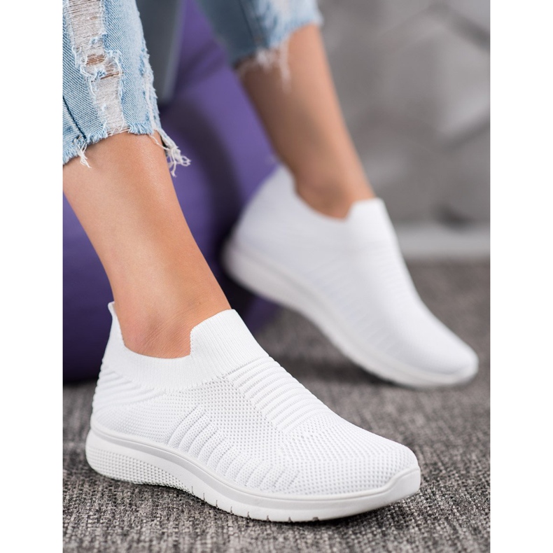 SHELOVET Scarpe Slip-On in tessuto bianco 1