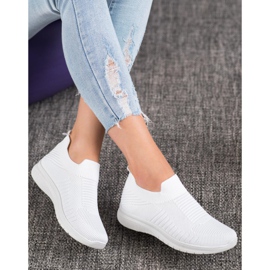 SHELOVET Scarpe Slip-On in tessuto bianca 2
