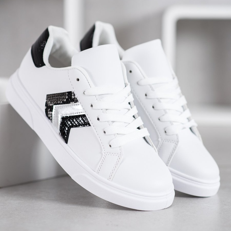 SHELOVET Scarpe in ecopelle alla moda bianco nero grigio 2