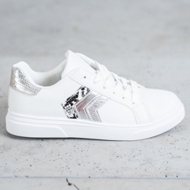 SHELOVET Scarpe in ecopelle alla moda bianco grigio 2