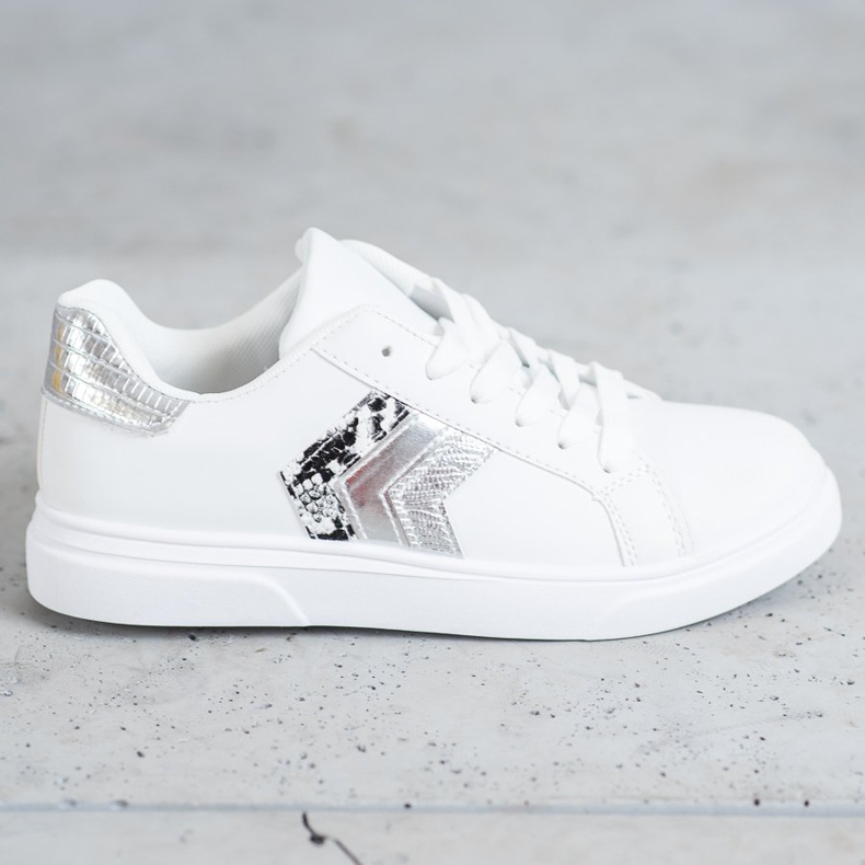 SHELOVET Scarpe in ecopelle alla moda bianca grigio 2