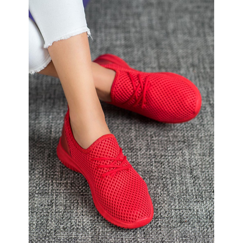 SHELOVET Sneakers traforate allacciate rosso 1
