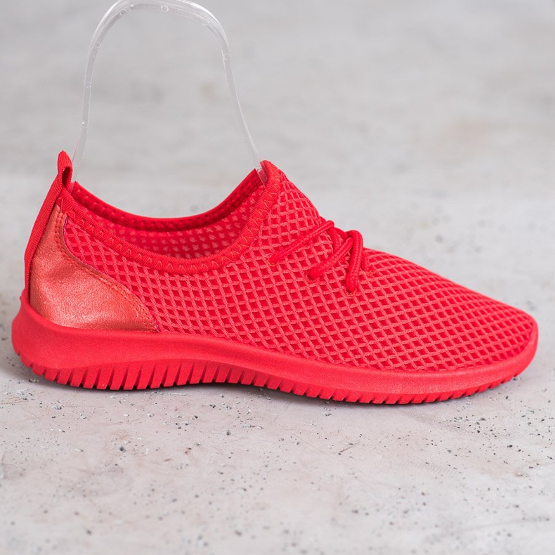 SHELOVET Sneakers traforate allacciate rosso 2
