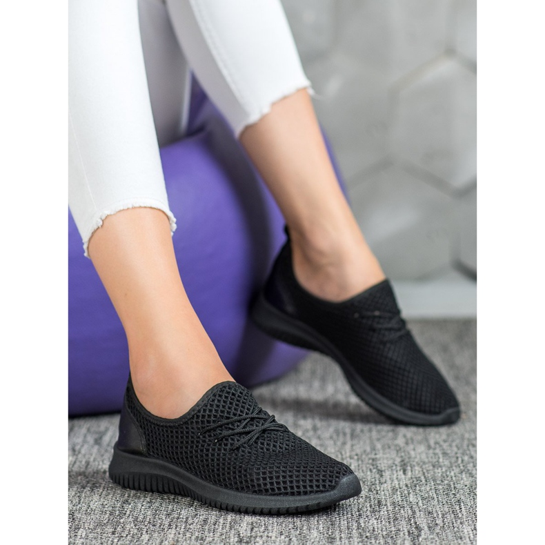 SHELOVET Sneakers traforate allacciate nero 1