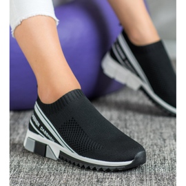 SHELOVET Scarpe sportive in tessuto bianca nero 2