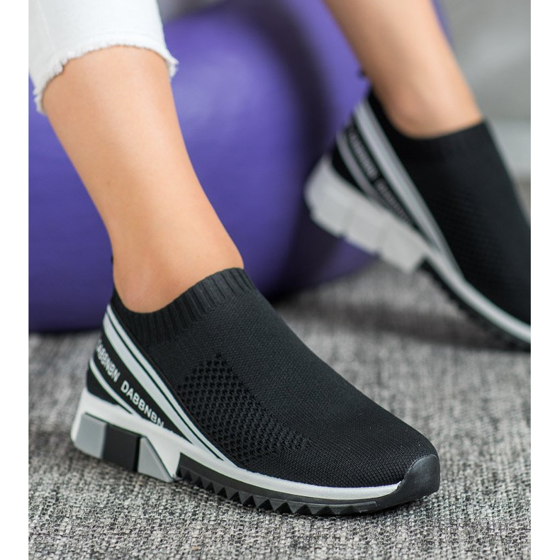 SHELOVET Scarpe sportive in tessuto bianco nero 2