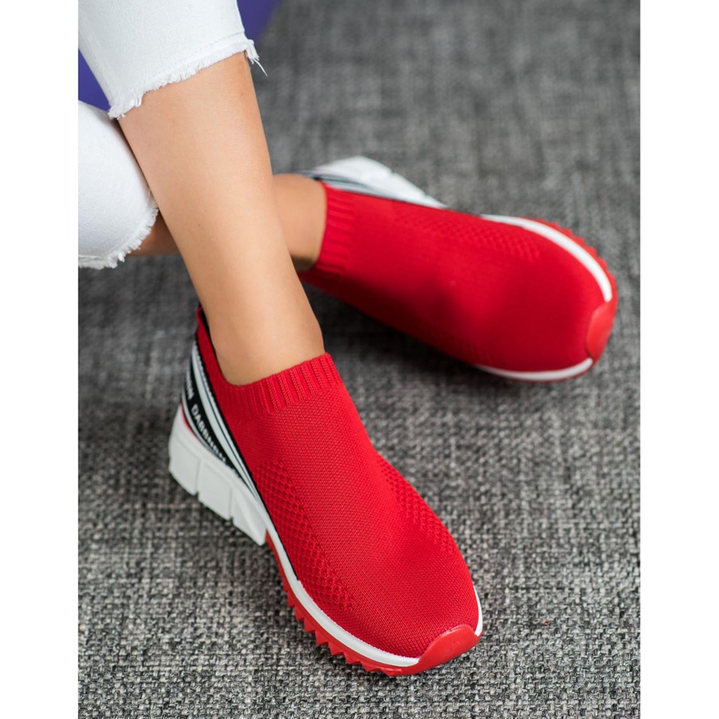 SHELOVET Scarpe sportive in tessuto bianca nero rosso 1