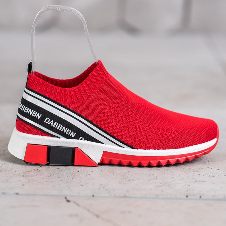 SHELOVET Scarpe sportive in tessuto bianco nero rosso 2