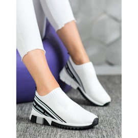 SHELOVET Scarpe sportive in tessuto bianca nero 2