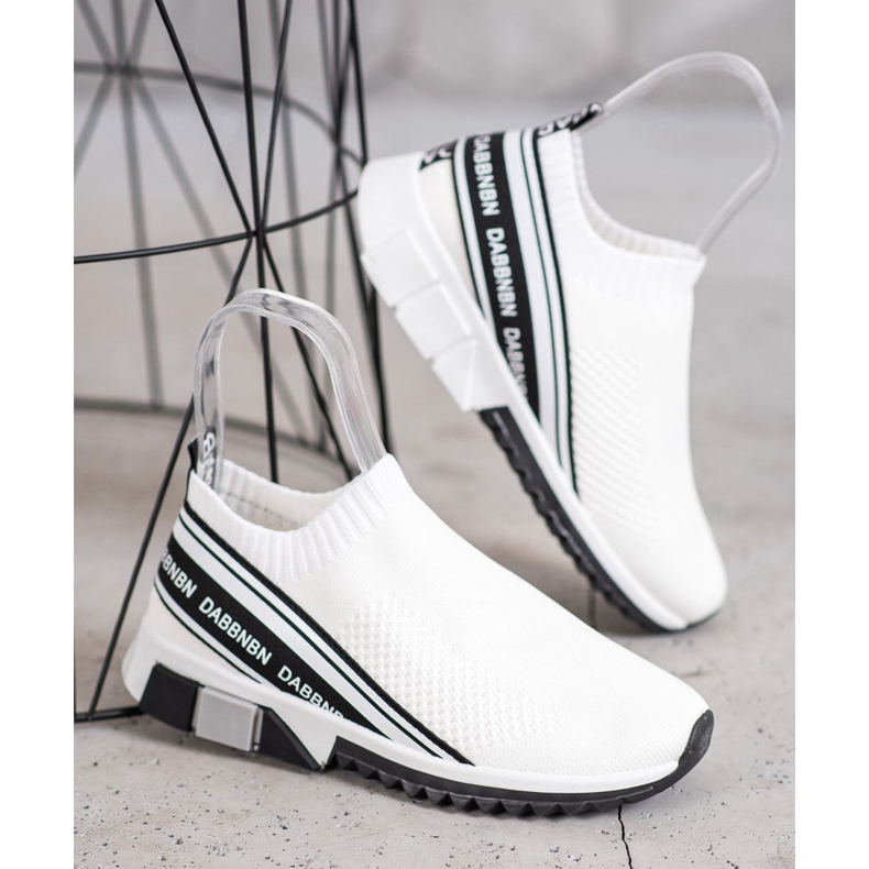 SHELOVET Scarpe sportive in tessuto bianco nero 1