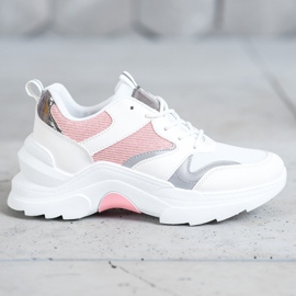 SHELOVET Scarpe da ginnastica alla moda bianco rosa grigio 2