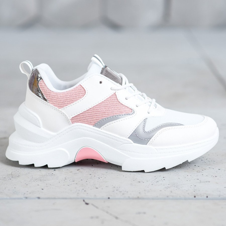 SHELOVET Scarpe da ginnastica alla moda bianca rosa grigio 2