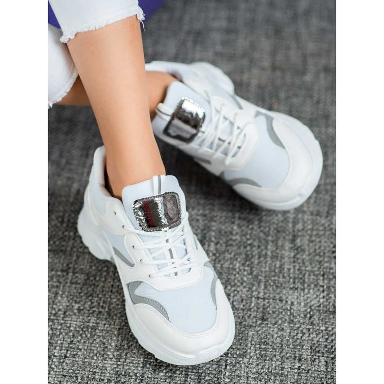 SHELOVET Scarpe da ginnastica alla moda bianca grigio 1