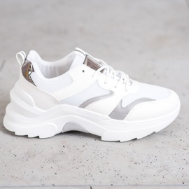 SHELOVET Scarpe da ginnastica alla moda bianca grigio 2