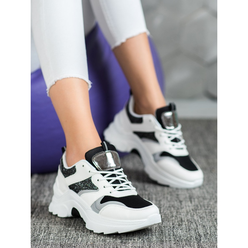 SHELOVET Scarpe da ginnastica alla moda bianco nero 2