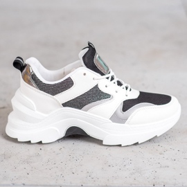 SHELOVET Scarpe da ginnastica alla moda bianco nero 1
