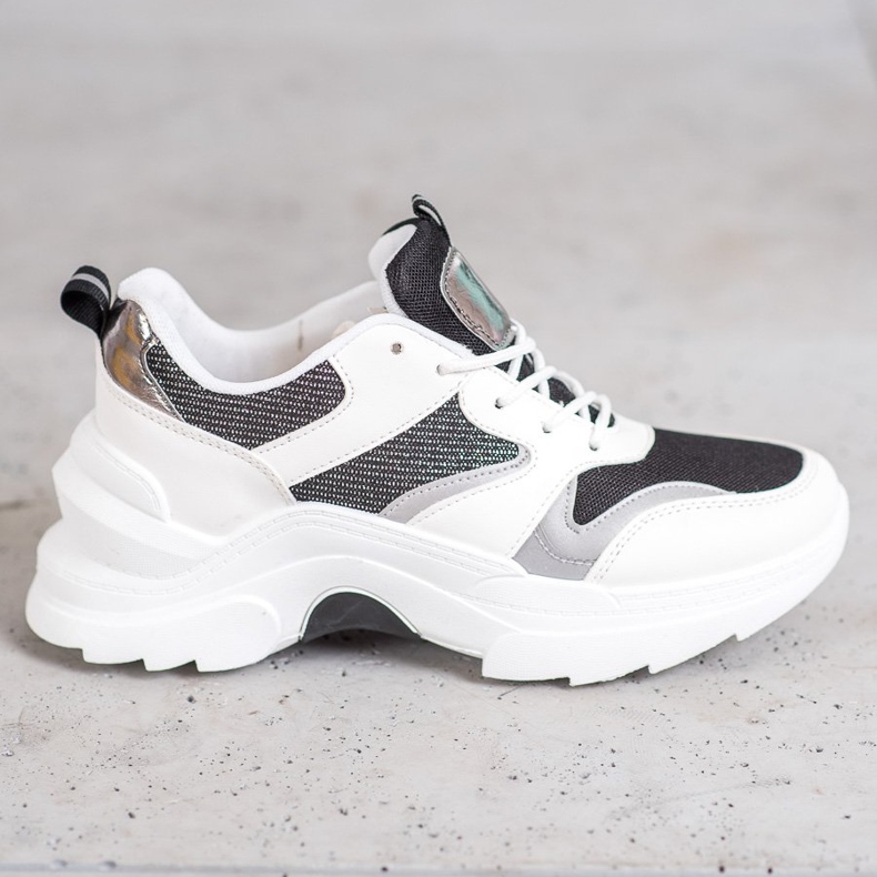 SHELOVET Scarpe da ginnastica alla moda bianca nero 1