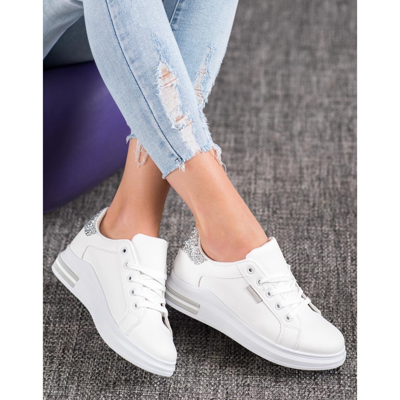 SHELOVET Sneakers allacciate alla moda bianca grigio 2