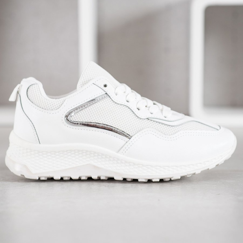 SHELOVET Sneakers bianche classiche bianco grigio 2