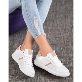 SHELOVET Sneakers bianche traforate bianca giallo 1