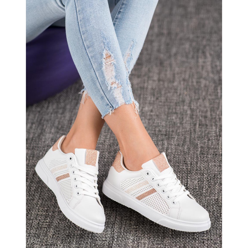 SHELOVET Sneakers bianche traforate bianco giallo 1