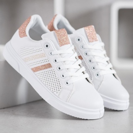 SHELOVET Sneakers bianche traforate bianco giallo 2