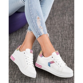 SHELOVET Sneakers Con Inserti Glitter bianca multicolore 1