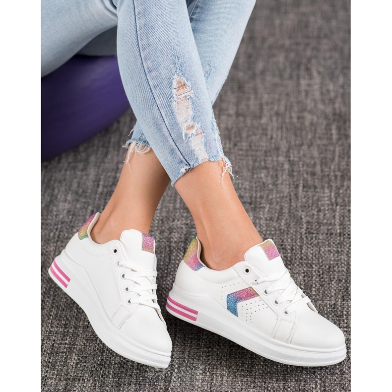 SHELOVET Sneakers Con Inserti Glitter bianco multicolore 1