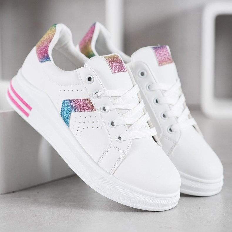 SHELOVET Sneakers Con Inserti Glitter bianco multicolore 2